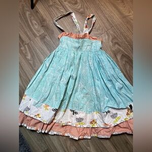 Jelly The Pug Blue and Orange Pleated Sundress 6X